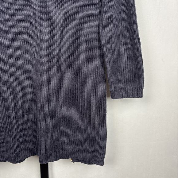 Tyler Boe 100% Cotton V-Neck Tunic Sweater Women's Medium Navy Zipper Detail - Picture 8 of 11